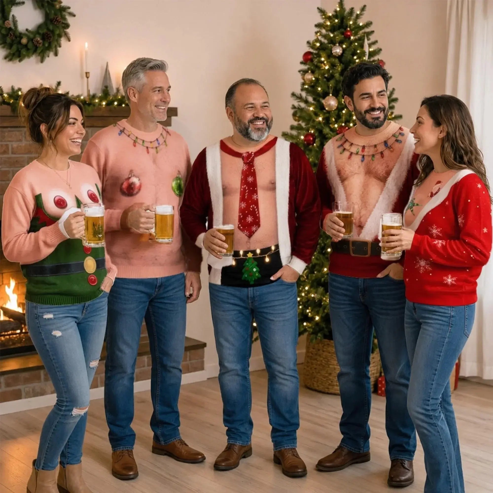 Ugly Sweater Santa Abs On Full Display Funny Gifts Duconspace