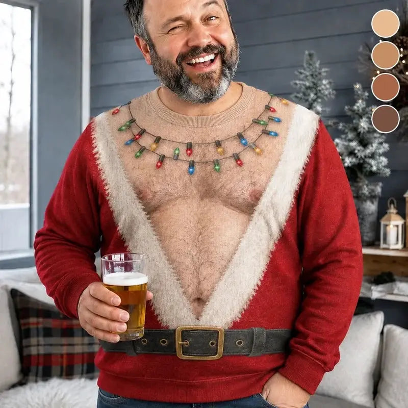 Ugly Sweater Santa Abs On Full Display Funny Gifts Duconspace