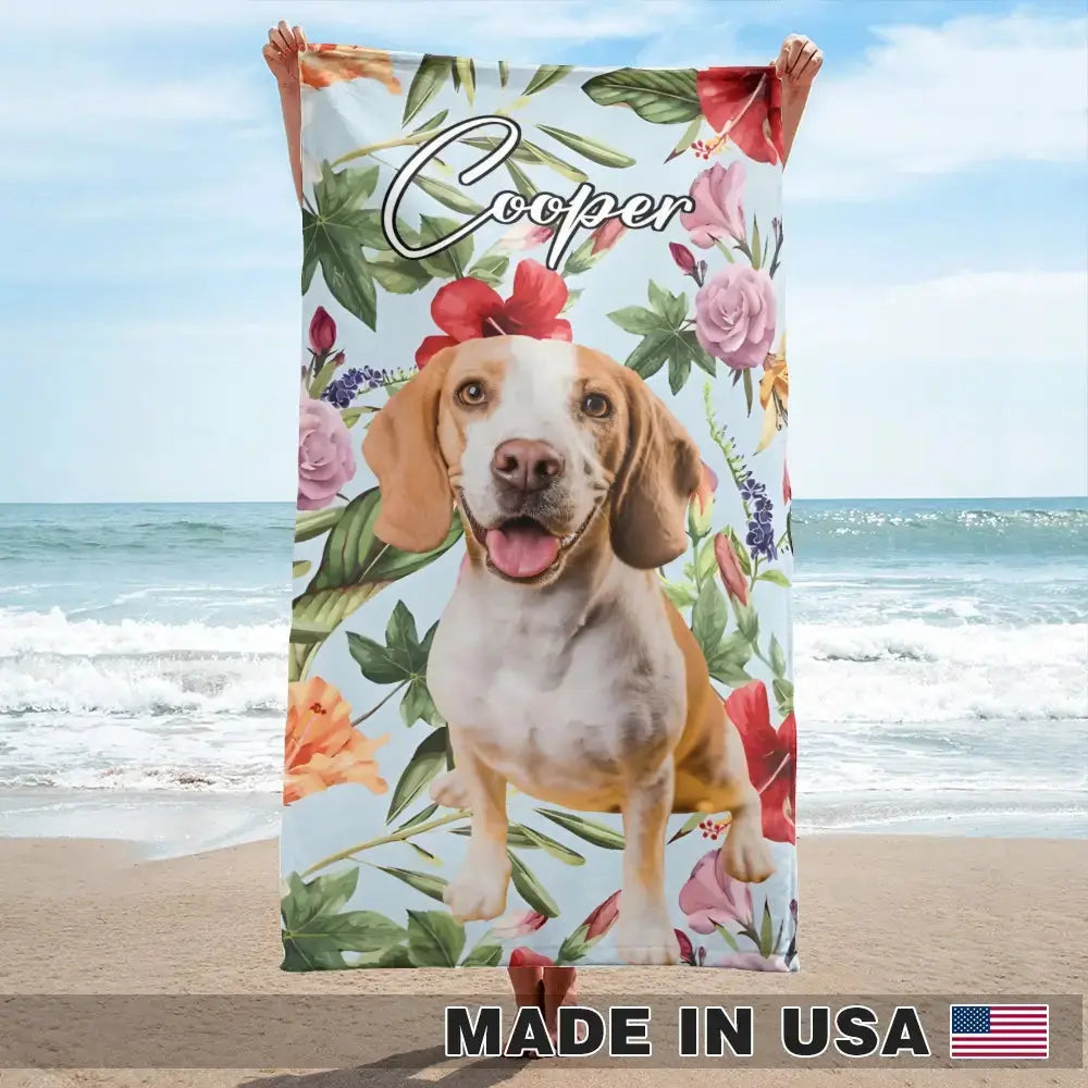 Upload Dog Photo Custom Pet Beach Towel