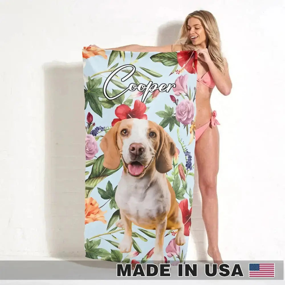 Upload Dog Photo Custom Pet Beach Towel