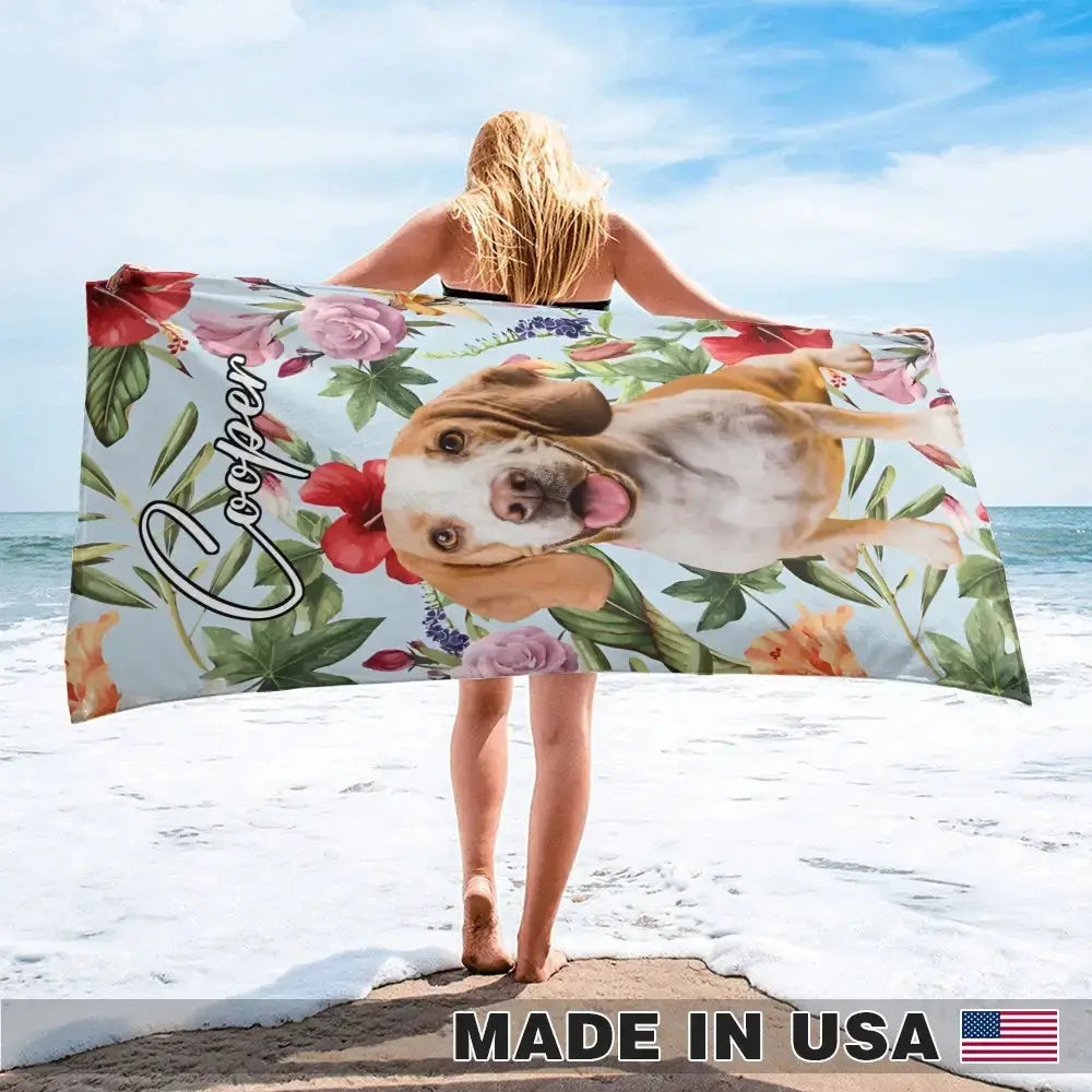 Upload Dog Photo Custom Pet Beach Towel