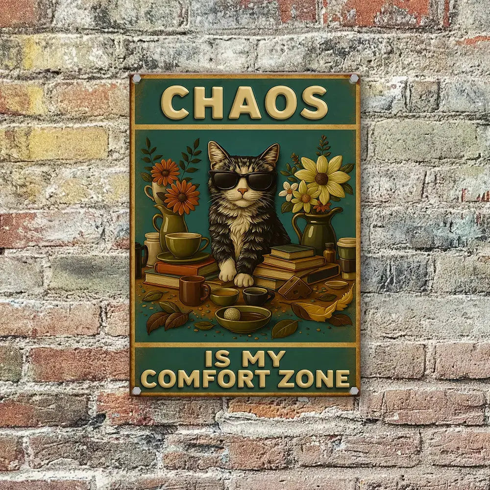 [Vintage] Chaos Is My Comfort Zone Metal Sign Duconspace
