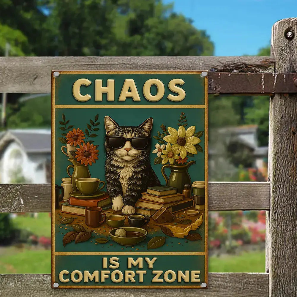 [Vintage] Chaos Is My Comfort Zone Metal Sign Duconspace