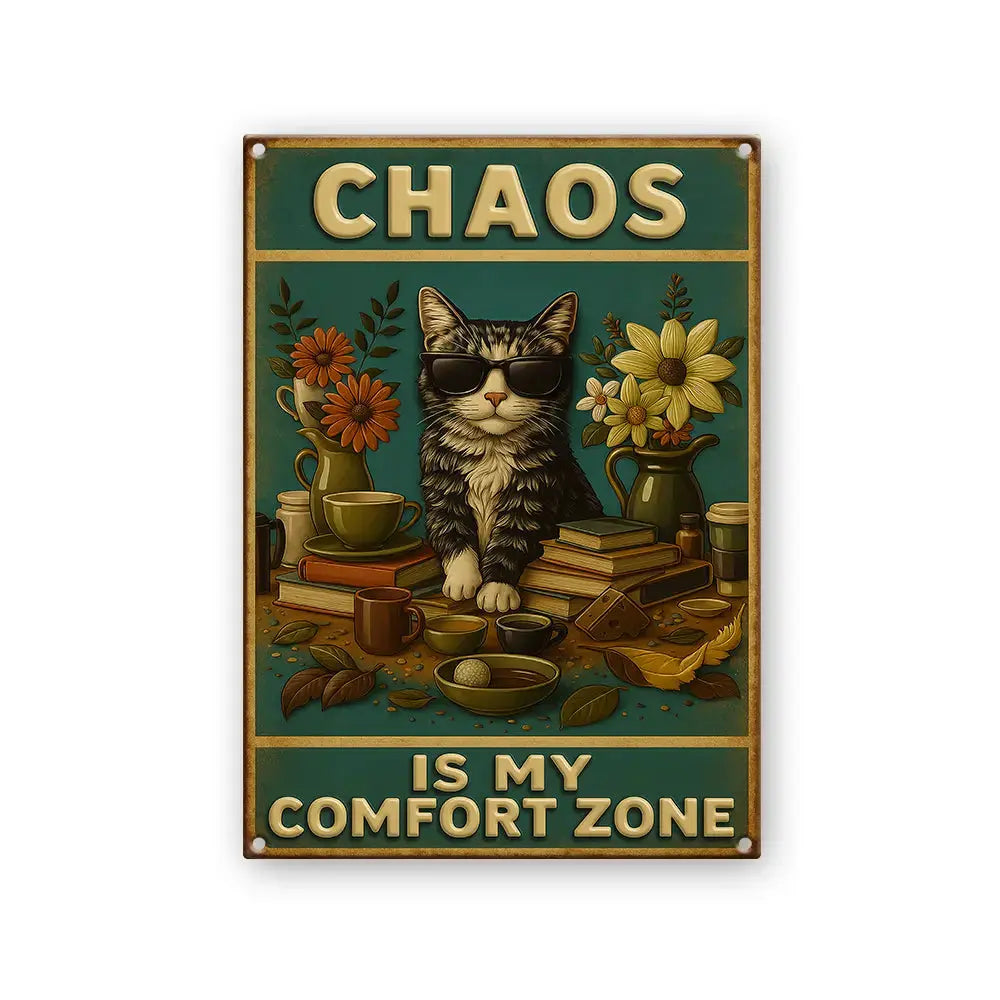 [Vintage] Chaos Is My Comfort Zone Metal Sign Duconspace
