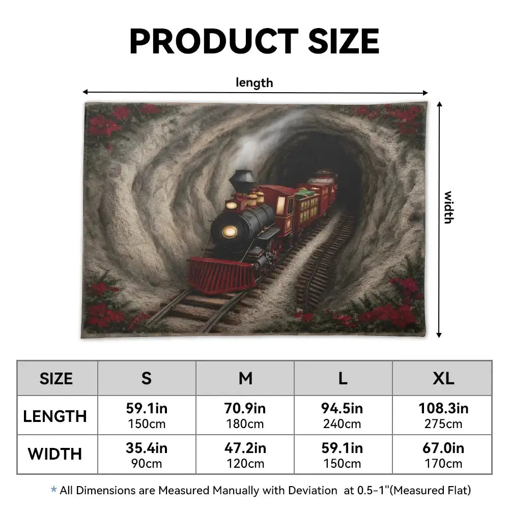 Vintage Christmas Train Tunnel 3D Illusion Rug