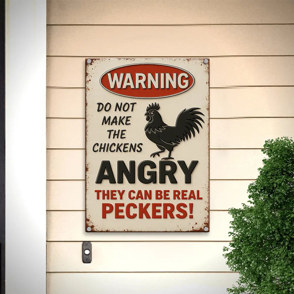 Vintage Funny Warning Chicken Decorations Farm Home