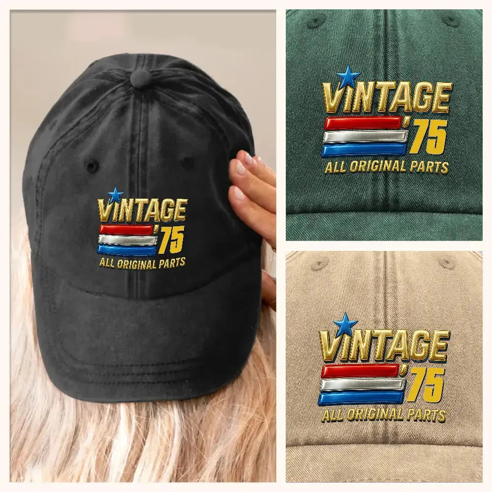 Vintage Original Parts Denim Cap – 50th Birthday Gift for Husband Duconspace