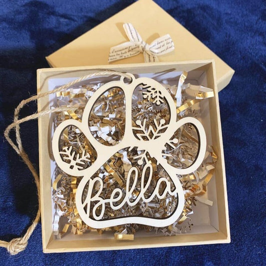 Vintage Wooden Paw Ornament – Cat & Dog Gift Keepsake