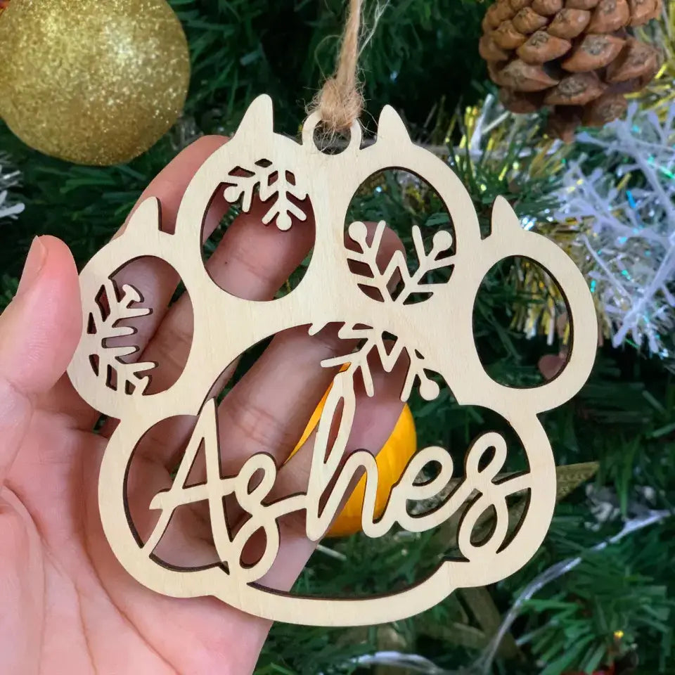Vintage Wooden Paw Ornament – Cat & Dog Gift Keepsake