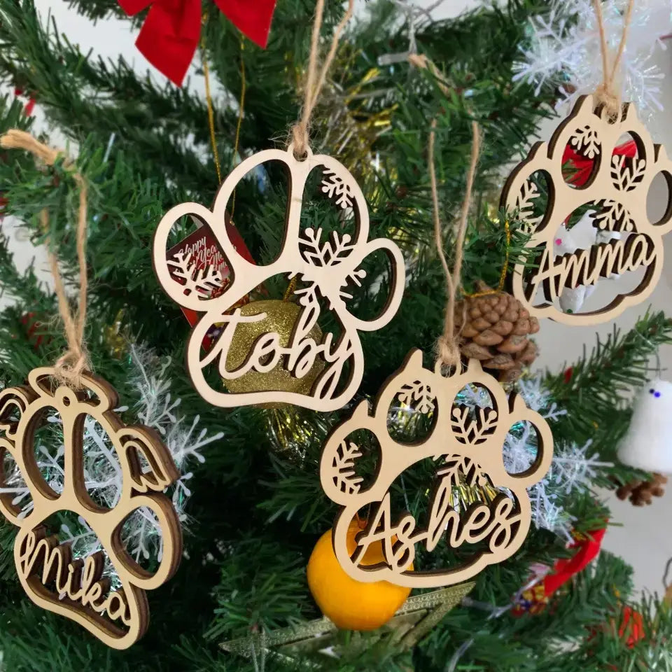 Vintage Wooden Paw Ornament – Cat & Dog Gift Keepsake