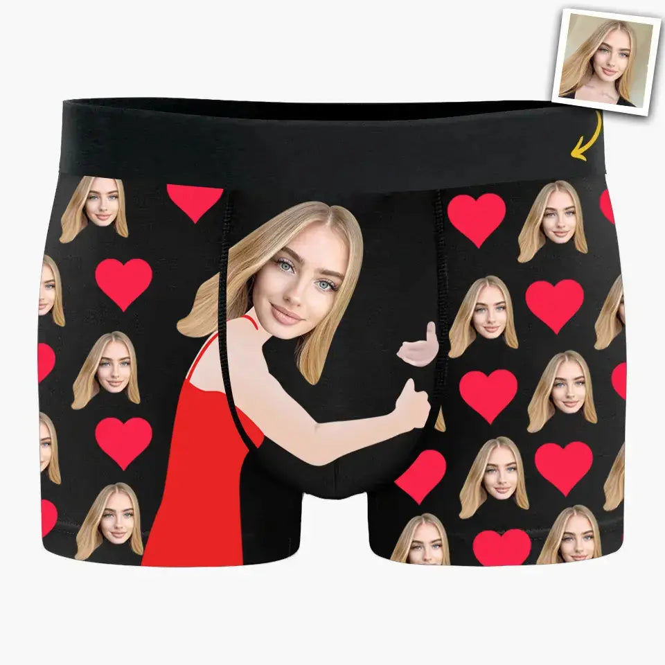Wear Love Close to Your Heart - Personalized Photo Boxer Briefs, Custom Anniversary or Birthday Gift for Boyfriend or Husband Printbelle
