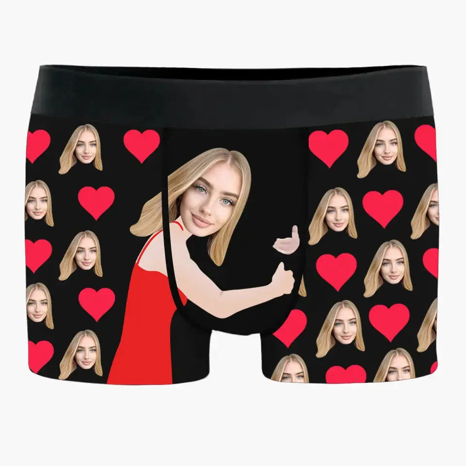 Wear Love Close to Your Heart - Personalized Photo Boxer Briefs, Custom Anniversary or Birthday Gift for Boyfriend or Husband Printbelle