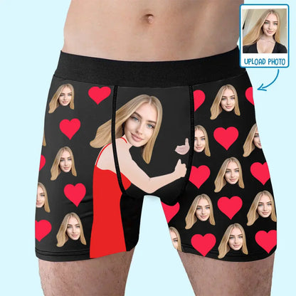 Wear Love Close to Your Heart - Personalized Photo Boxer Briefs, Custom Anniversary or Birthday Gift for Boyfriend or Husband