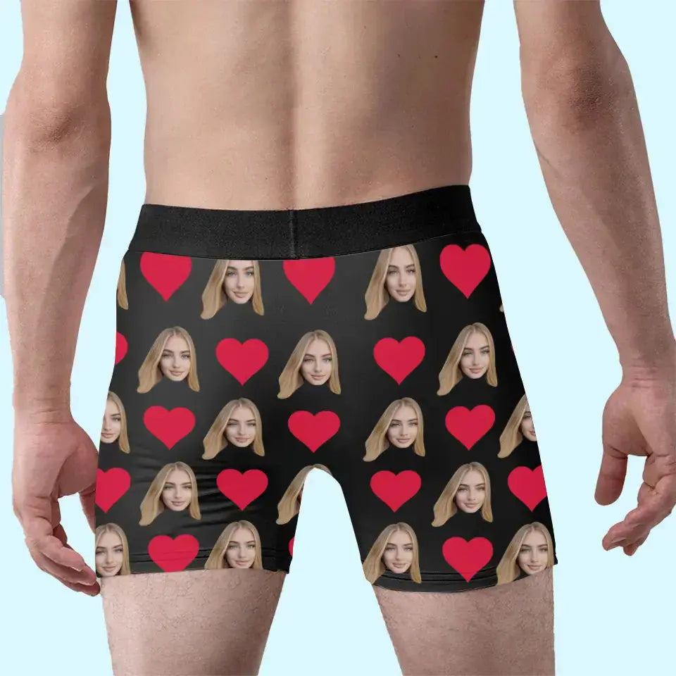 Wear Love Close to Your Heart - Personalized Photo Boxer Briefs, Custom Anniversary or Birthday Gift for Boyfriend or Husband Printbelle