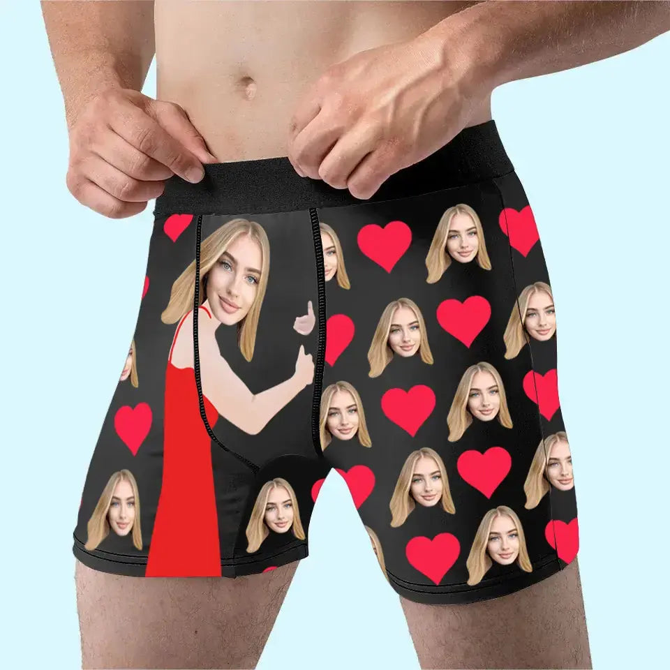 Wear Love Close to Your Heart - Personalized Photo Boxer Briefs, Custom Anniversary or Birthday Gift for Boyfriend or Husband Printbelle