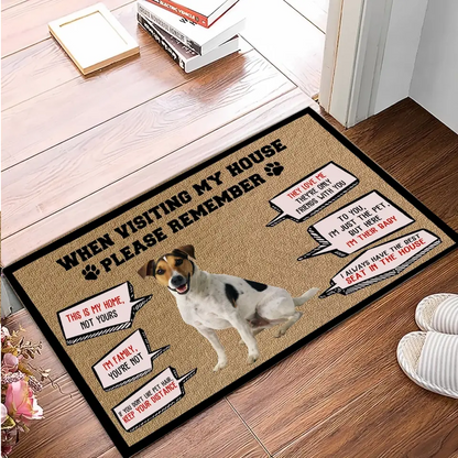 Welcome Home with Love: Personalized 'Remember When Visiting Our House' Decorative Doormat - Gift for Dog Lovers, Gift for Pet Lovers