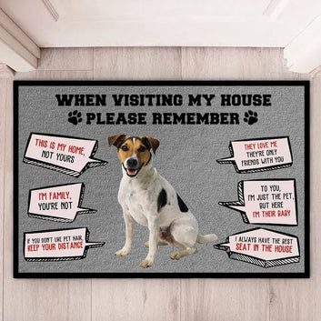 Welcome Home with Love: Personalized 'Remember When Visiting Our House' Decorative Doormat - Gift for Dog Lovers, Gift for Pet Lovers