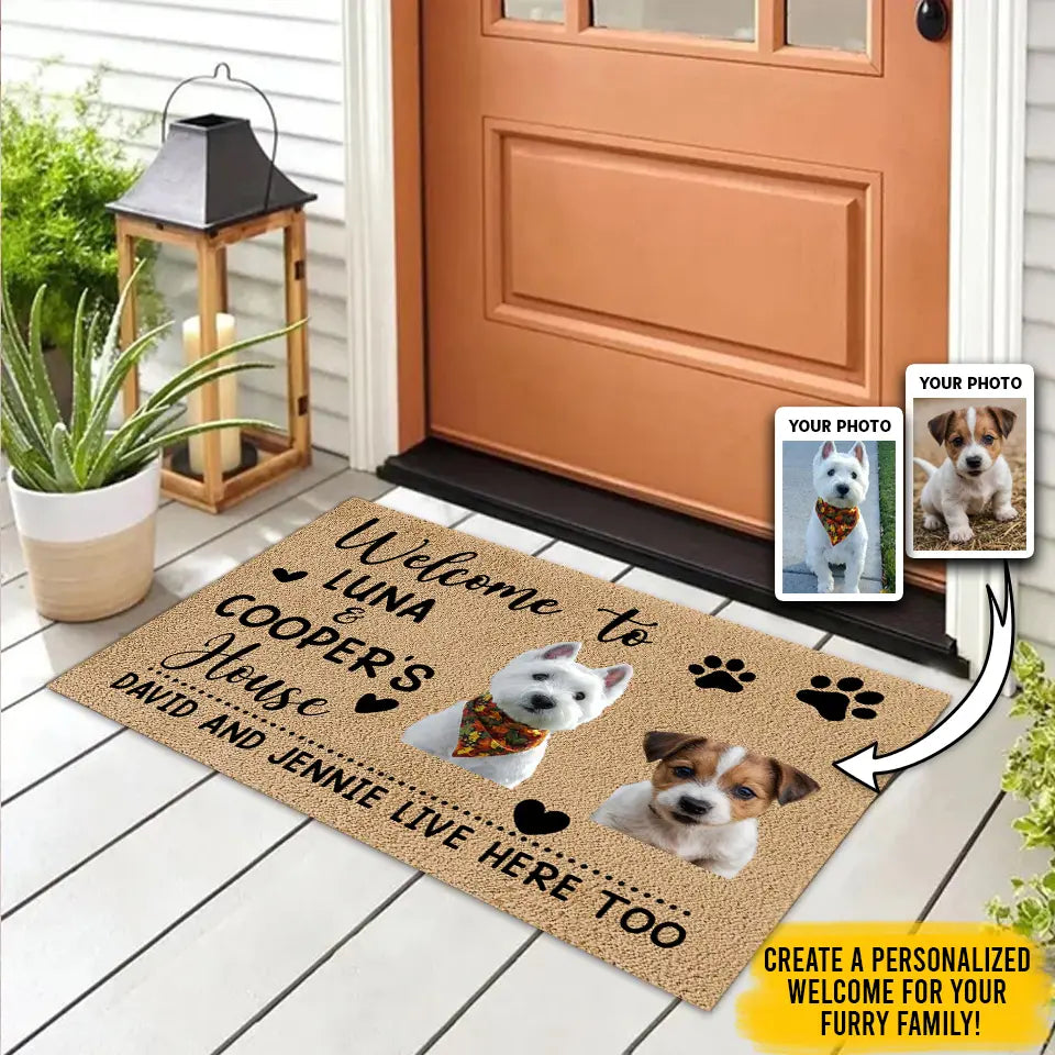 Welcome to Dogs House - Custom Photo Doormat, Personalized Gift for Dog and Cat Lovers
