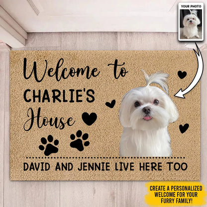 Welcome to Dogs House - Custom Photo Doormat, Personalized Gift for Dog and Cat Lovers