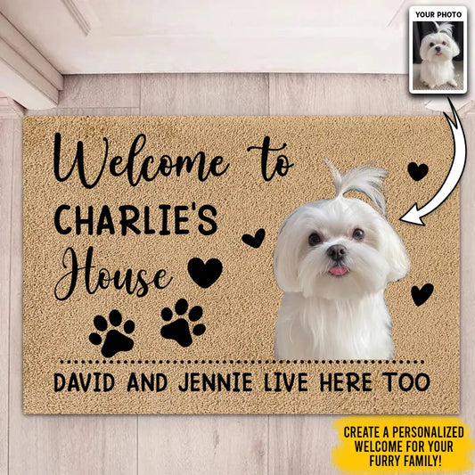 Welcome to Dogs House - Custom Photo Doormat, Personalized Gift for Dog and Cat Lovers