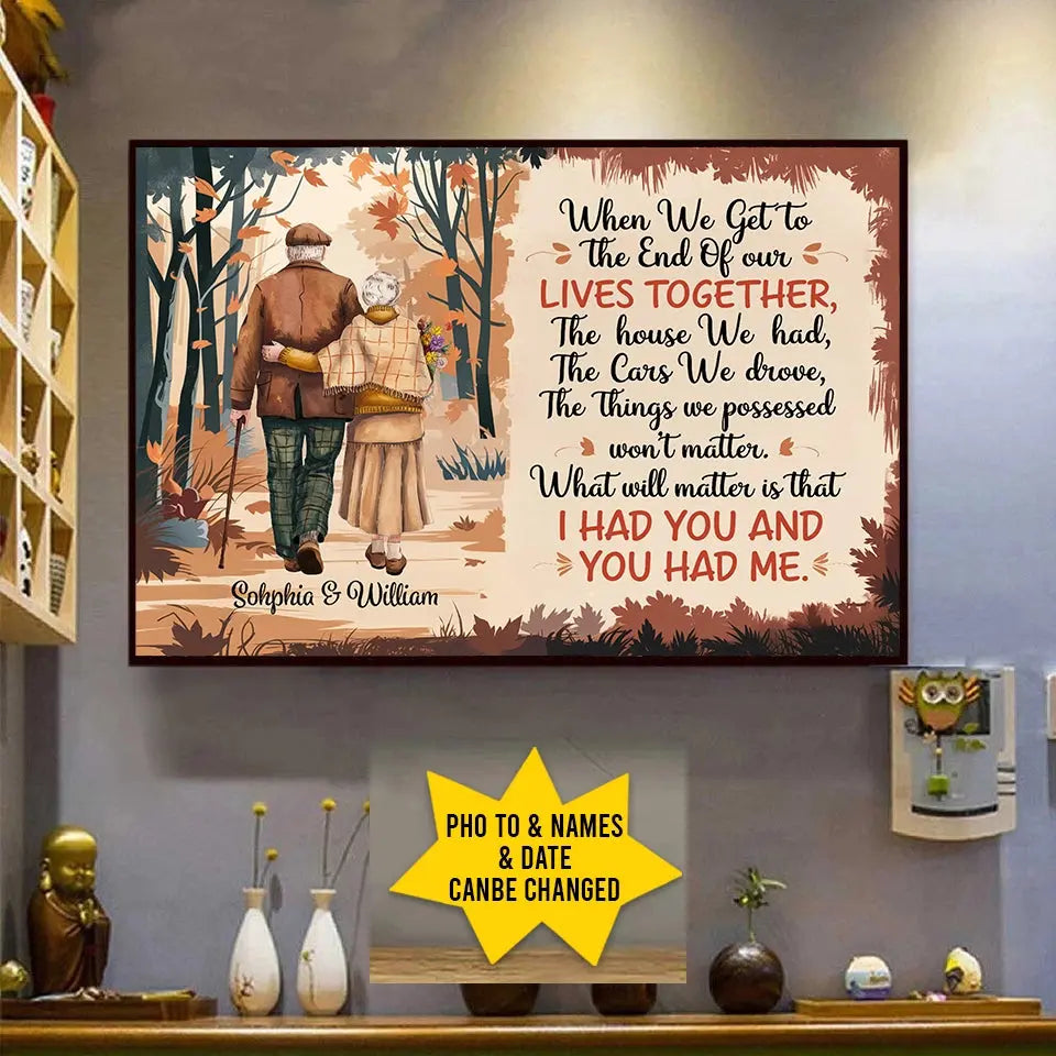 Personalized old couple poster with custom names