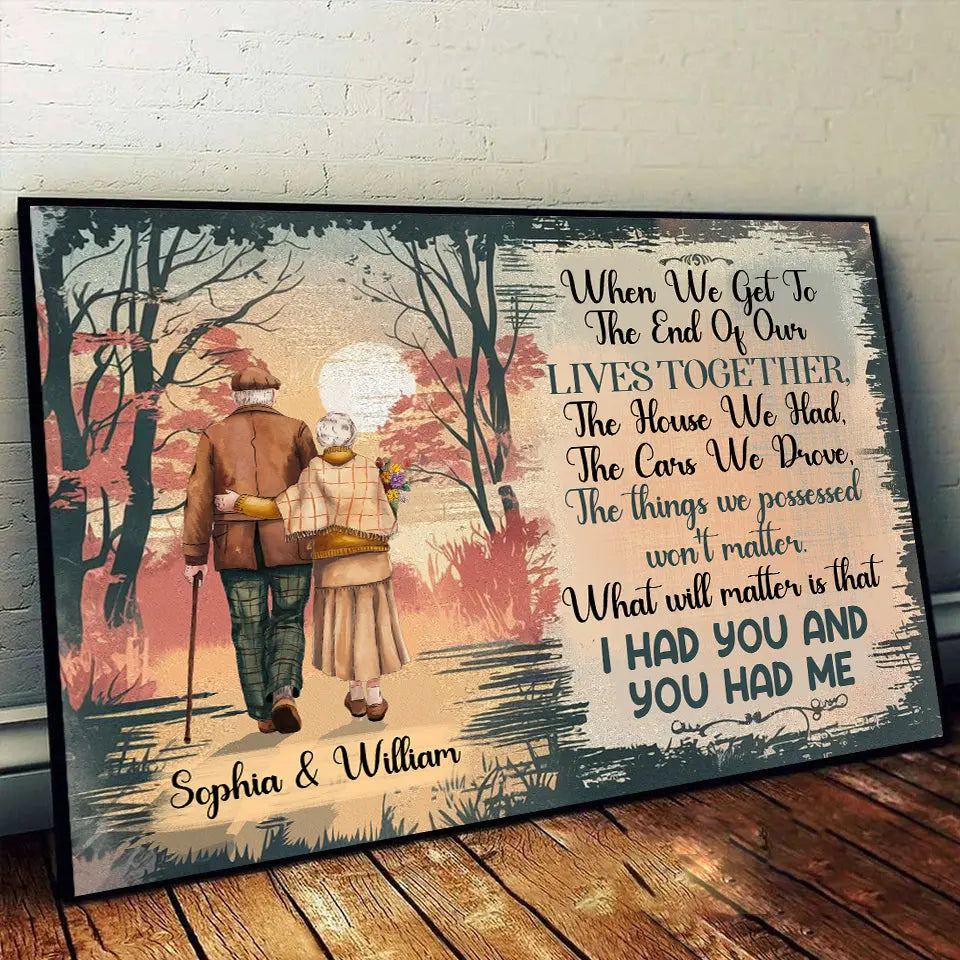 Romantic anniversary gift old couple print