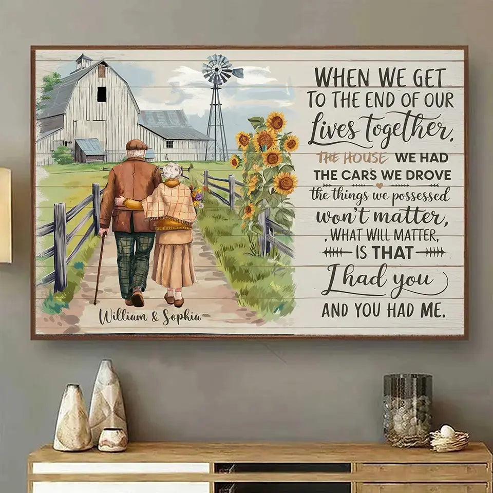 Anniversary wall art with farmhouse background