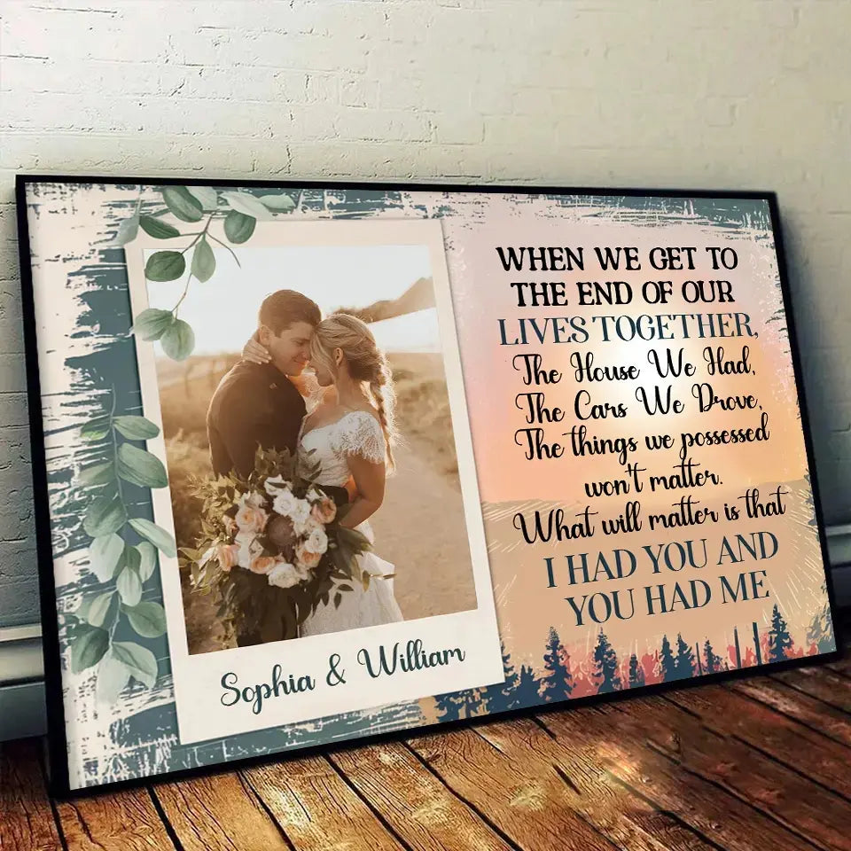 Custom photo poster with couple's image and names