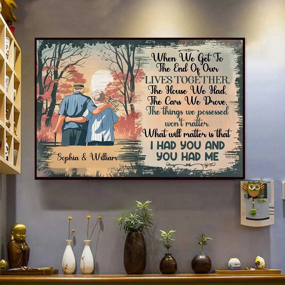 Custom fall-themed elderly couple wall art
