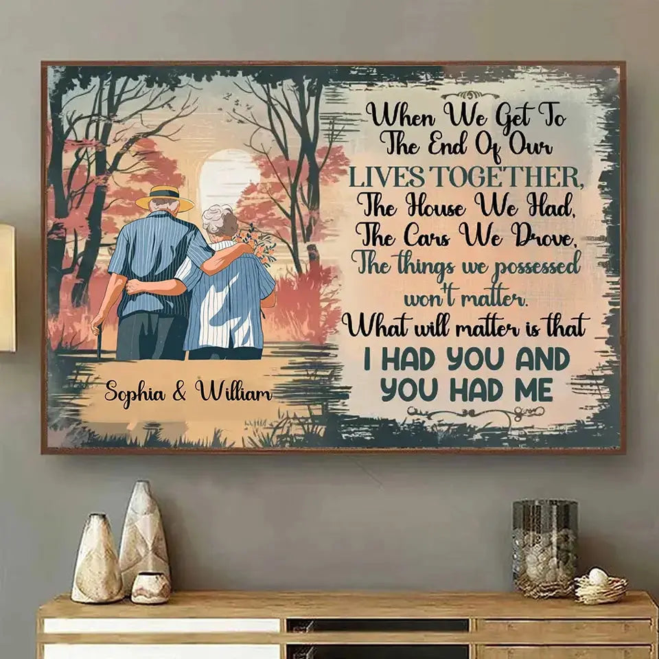 Vintage couple sunset print with names