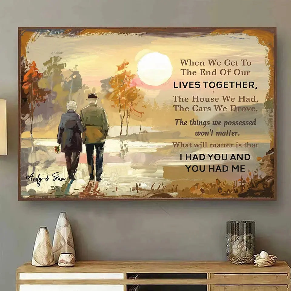 Hand-painted style old couple gift wall decor