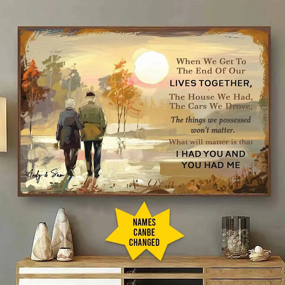 Watercolor old couple poster with custom names