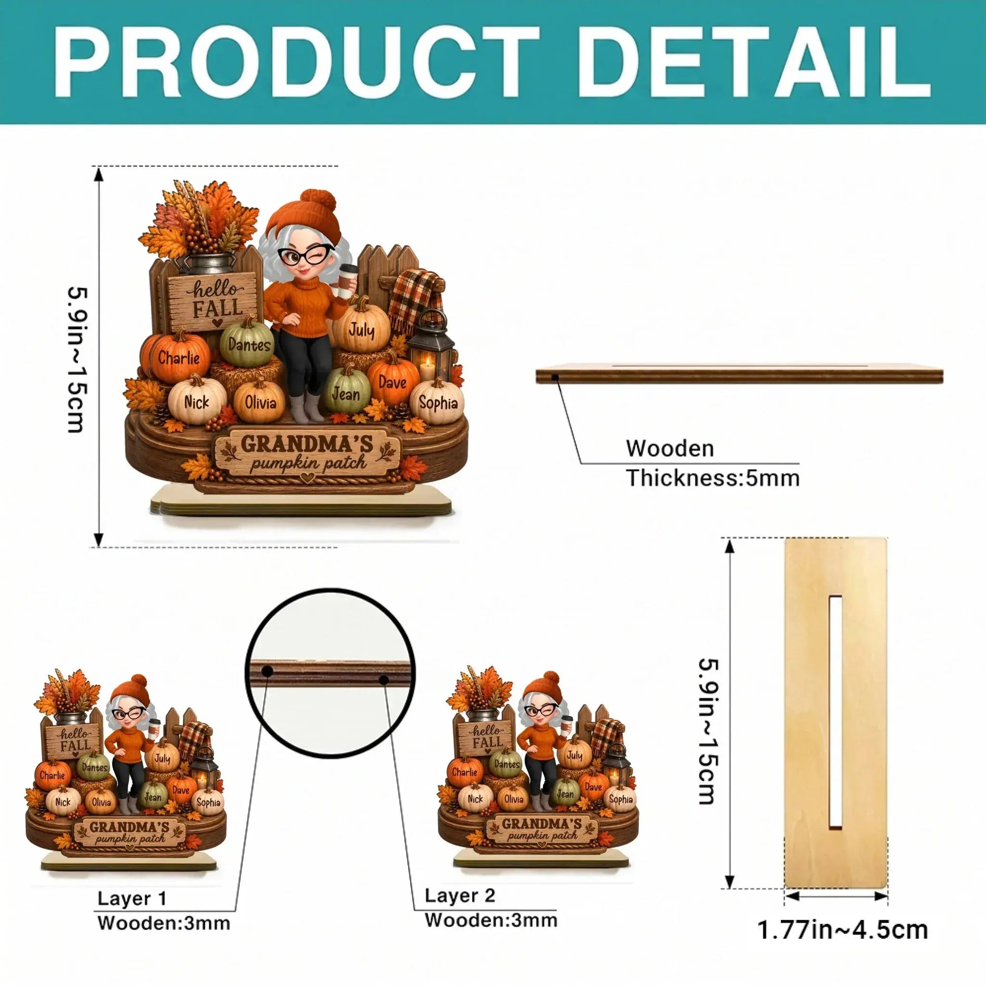 Wood Plaque Hello Fall Grandmas Pumpkin Patch Gift Duconspace