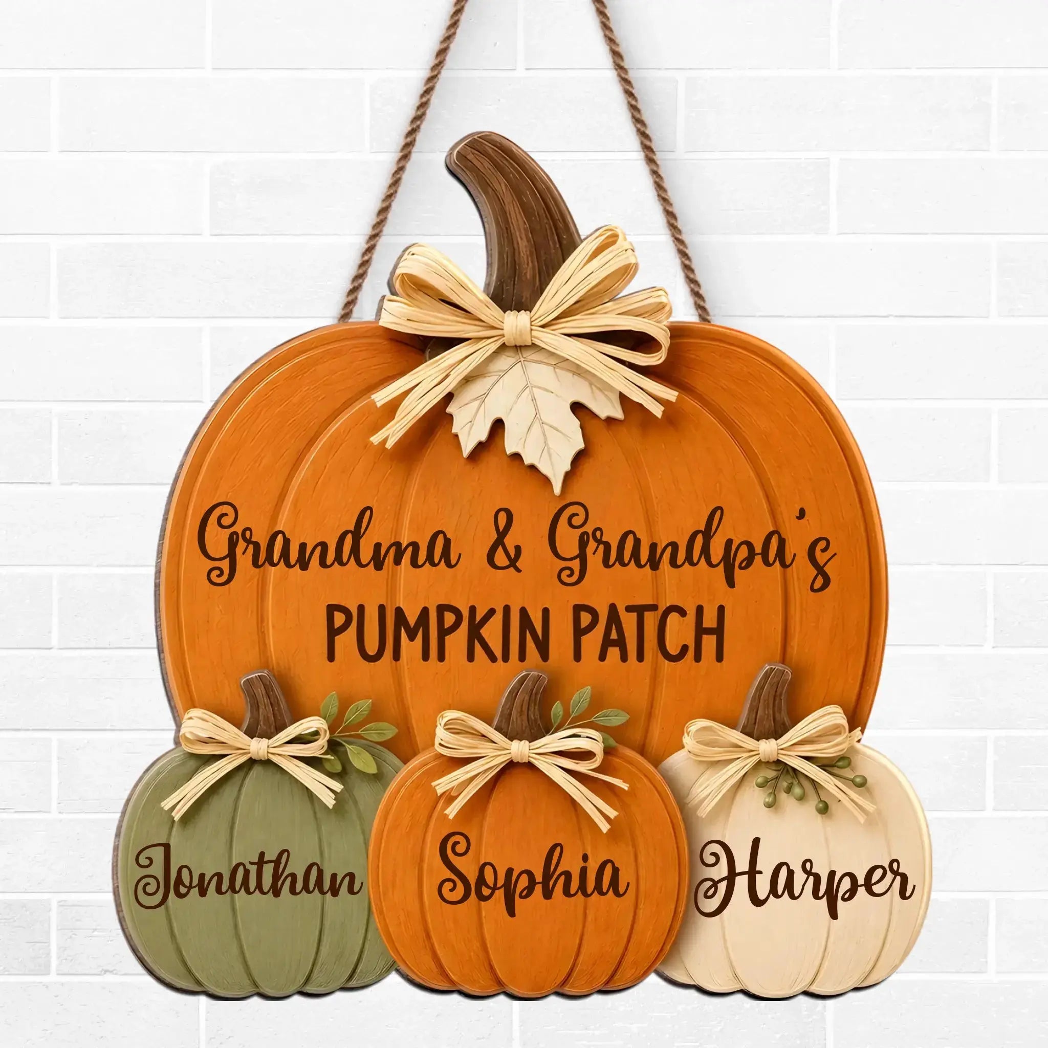Wood Sign Thanksgiving Pumpkin Custom Grandparents Gift Duconspace