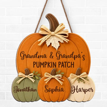 Wood Sign Thanksgiving Pumpkin Custom Grandparents Gift Duconspace
