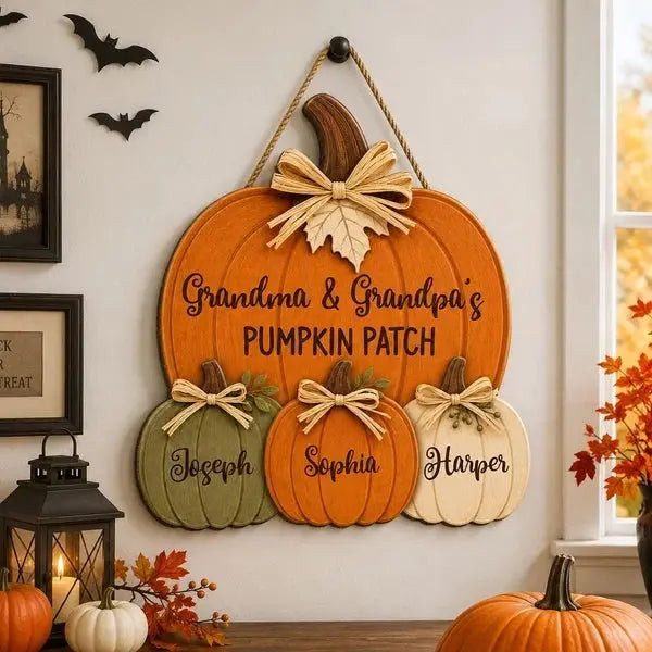 Wood Sign Thanksgiving Pumpkin Custom Grandparents Gift Duconspace