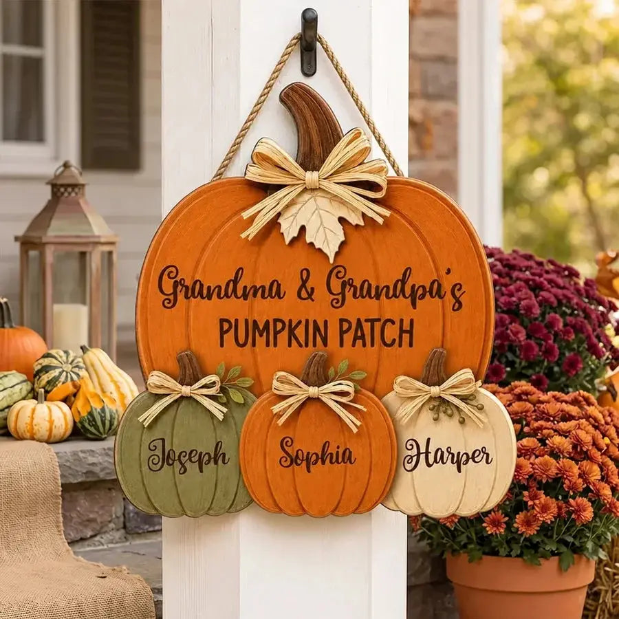 Wood Sign Thanksgiving Pumpkin Custom Grandparents Gift Duconspace