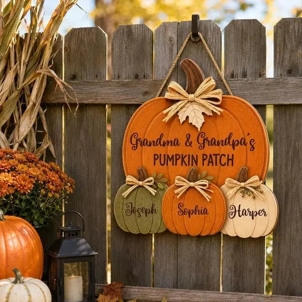 Wood Sign Thanksgiving Pumpkin Custom Grandparents Gift Duconspace