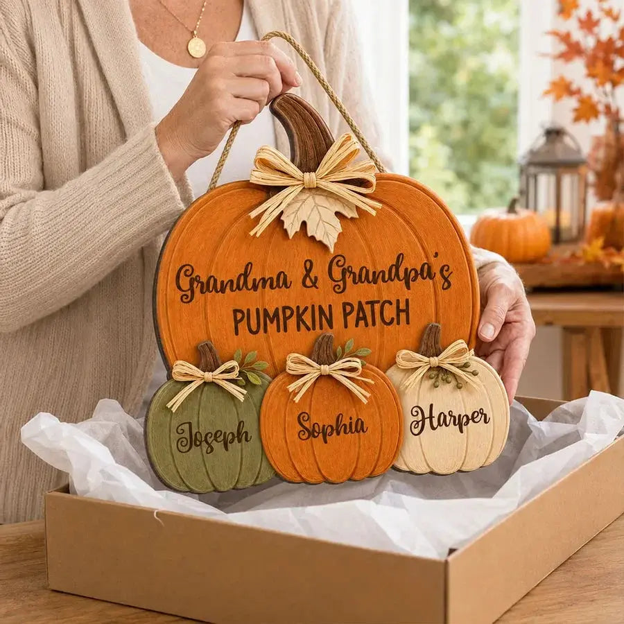 Wood Sign Thanksgiving Pumpkin Custom Grandparents Gift Duconspace