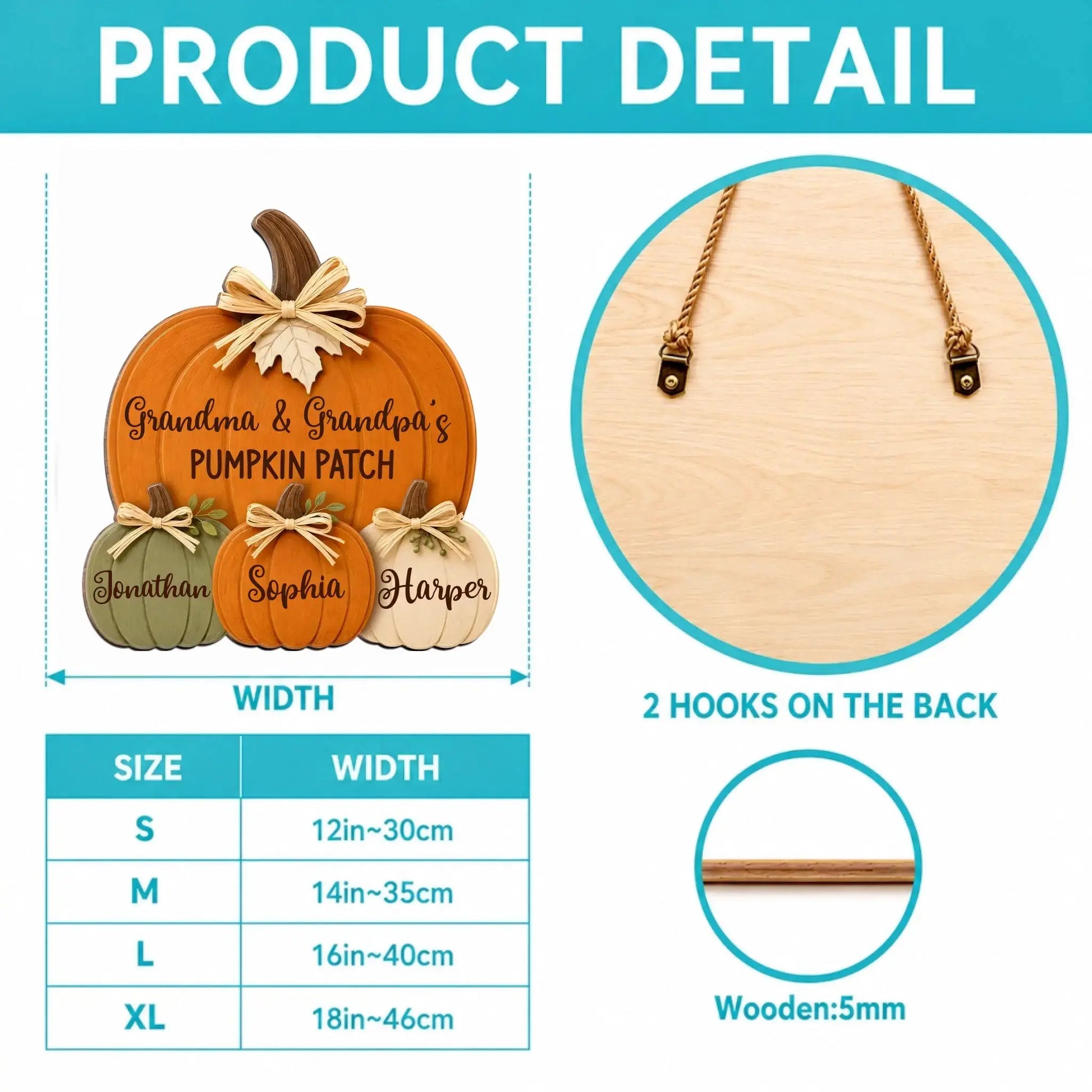 Wood Sign Thanksgiving Pumpkin Custom Grandparents Gift Duconspace