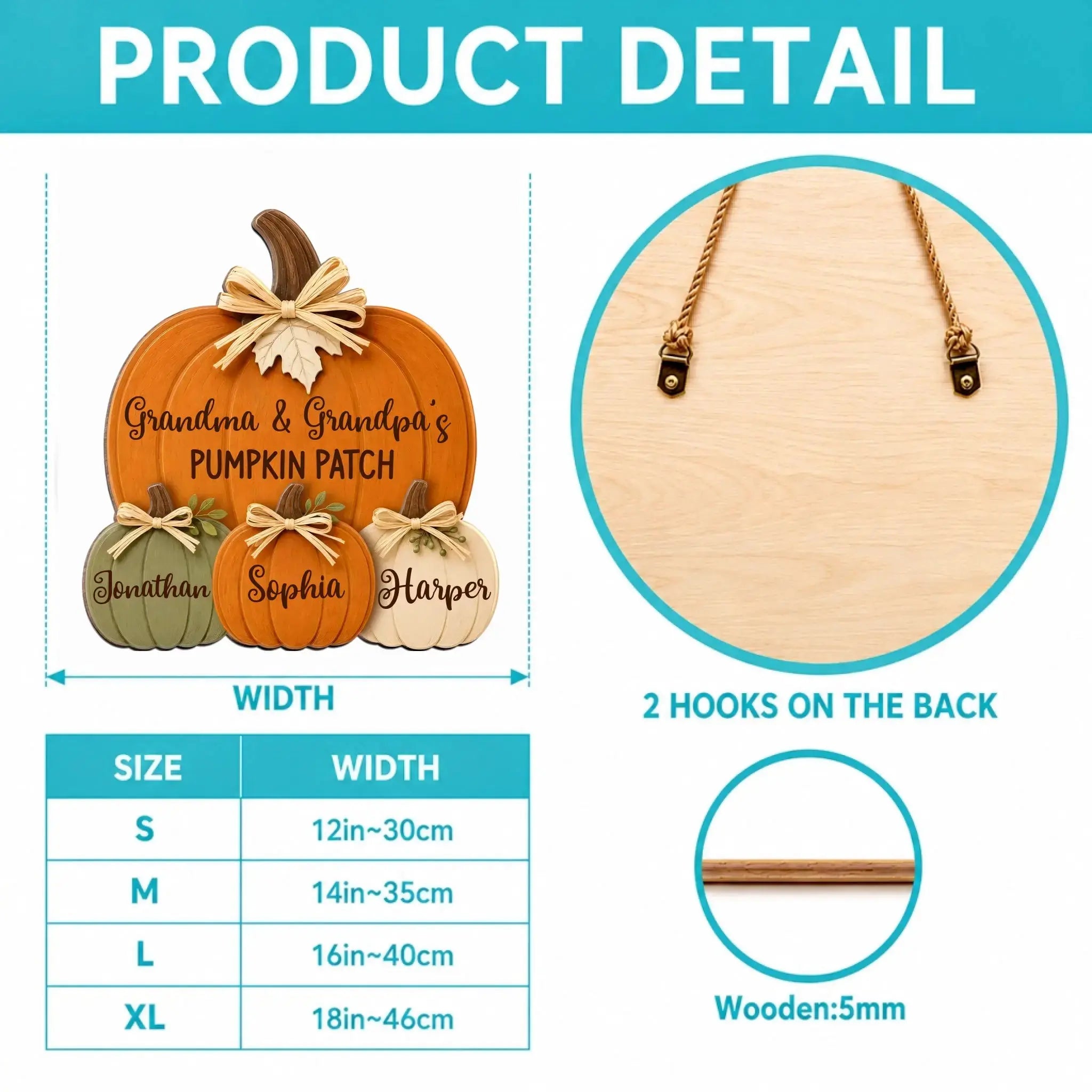 Wood Sign Thanksgiving Pumpkin Custom Grandparents Gift Duconspace