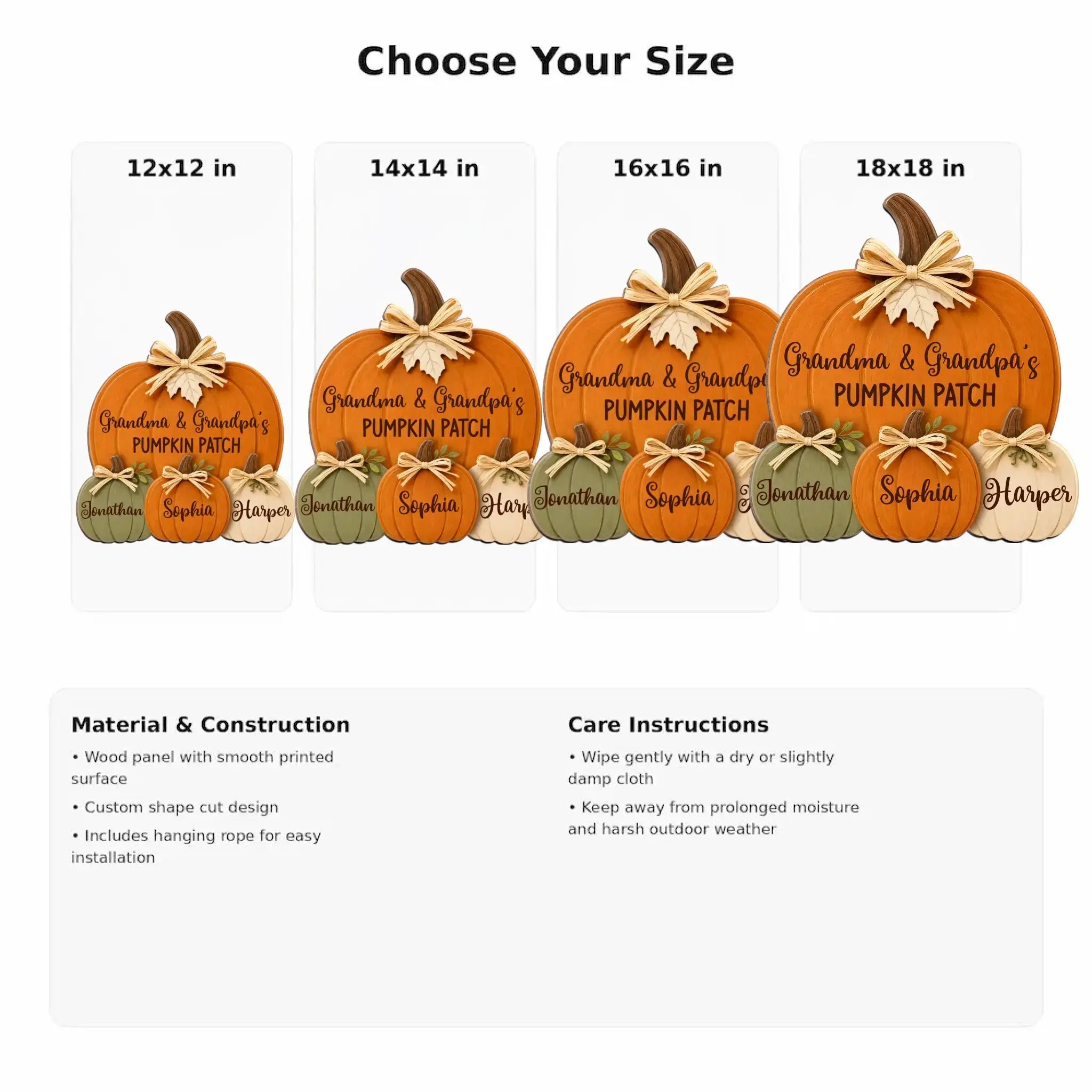 Wood Sign Thanksgiving Pumpkin Custom Grandparents Gift Duconspace