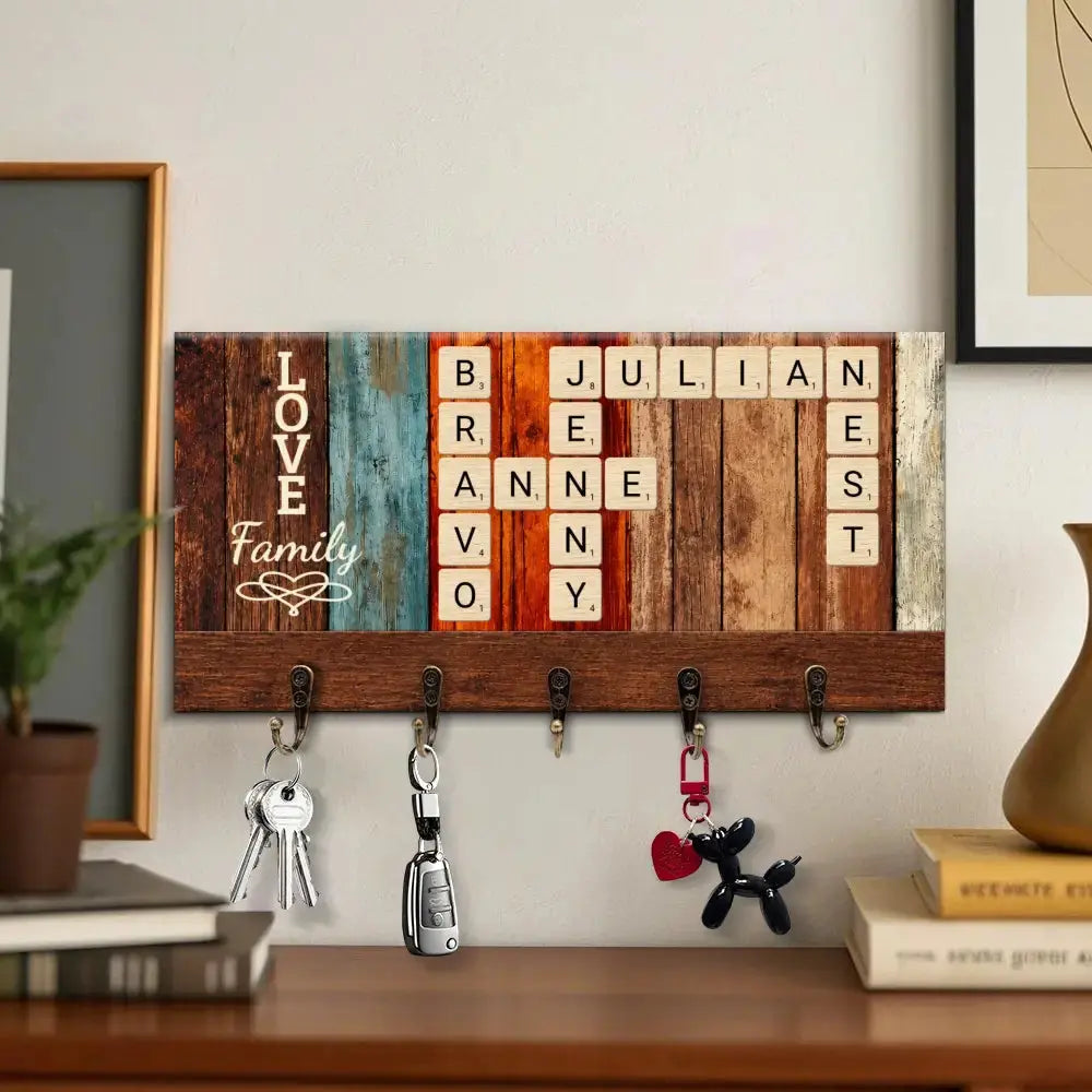 Wood Key Holder Personalized Family Housewarming Gift Duconspace
