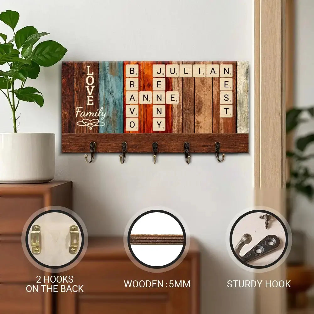 Wood Key Holder Personalized Family Housewarming Gift Duconspace