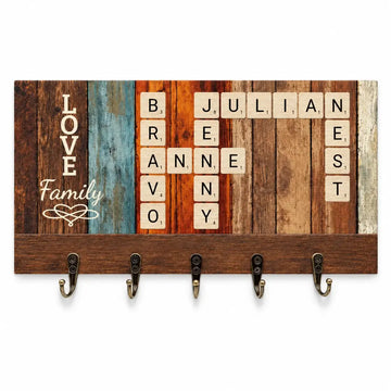 Wood Key Holder Personalized Family Housewarming Gift Duconspace