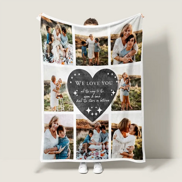 Wrapped in Love & Memories - Custom 8-Photo Blanket, Personalized Gift for Mom, Grandma, Dad & Grandpa