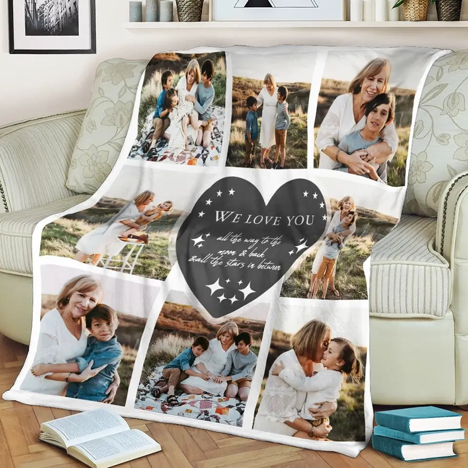 Wrapped in Love & Memories - Custom 8-Photo Blanket, Personalized Gift for Mom, Grandma, Dad & Grandpa