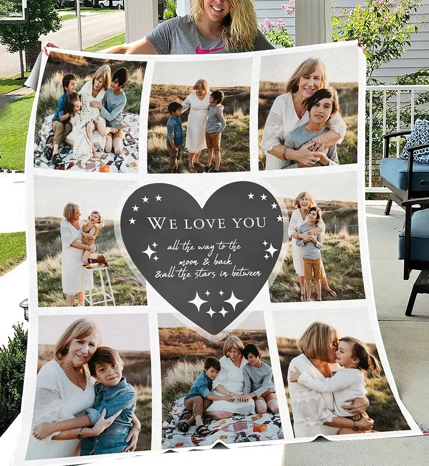 Wrapped in Love & Memories - Custom 8-Photo Blanket, Personalized Gift for Mom, Grandma, Dad & Grandpa
