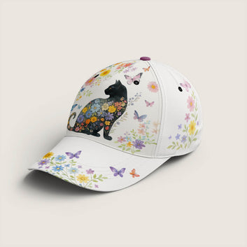 Black Cat Floral Hat – Cute Gift for Cat Lovers