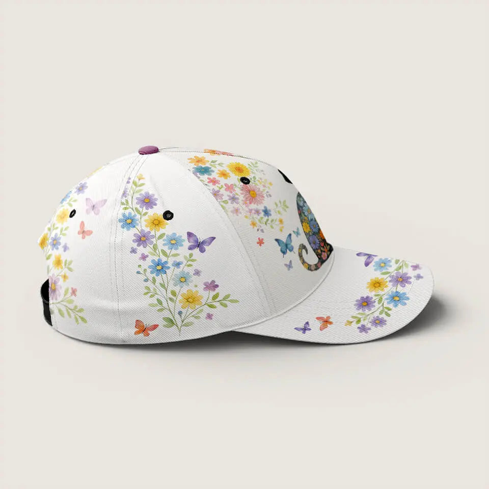 Black Cat Floral Hat – Cute Gift for Cat Lovers Duconspace